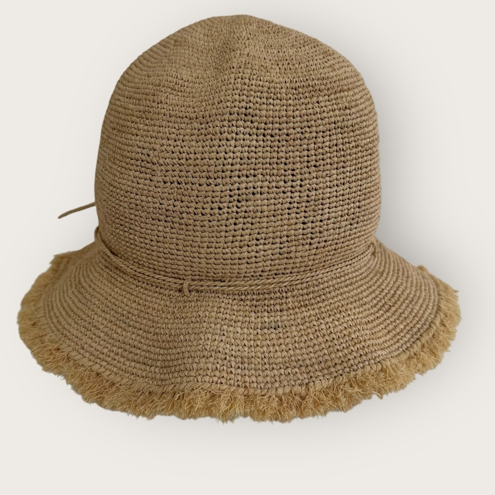 Helen Kaminski Raffia  Cloche Bucket Hat Women's One Size Tan Natural